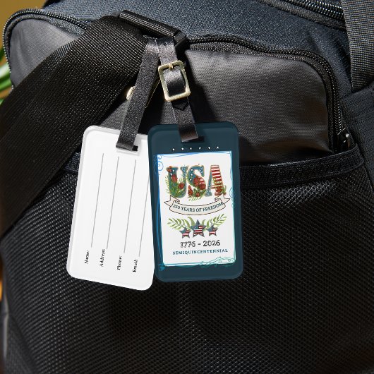 US 250 Years of Freedom Elegant Botanical Bagagelabel