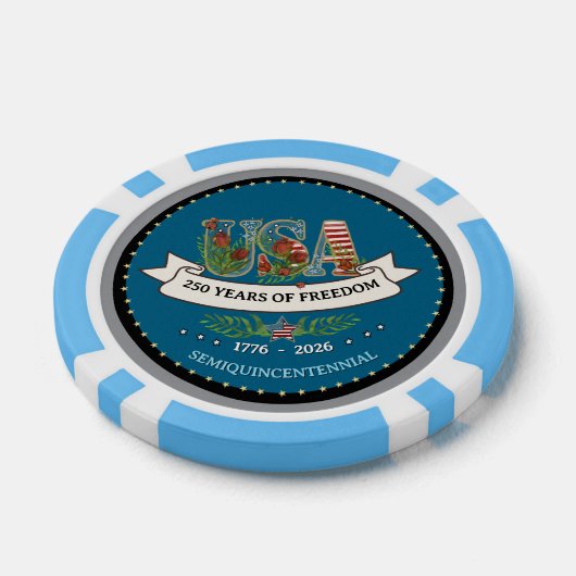 US 250 Years of Freedom Light Blue & Navy Poker Chips (Enkel)