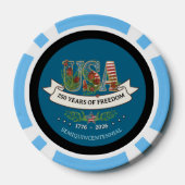 US 250 Years of Freedom Light Blue & Navy  Poker Chips (Achterkant)