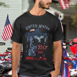 US 250 Years of Freedom Men's Patriotic   T-shirt