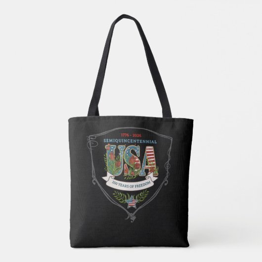 US 250 Years of Freedom Midnight Black Elegant  Tote Bag (Achterkant)