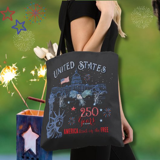 US 250 Years of Freedom Statue of Liberty & Eagle Tote Bag