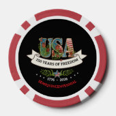 US 250th Anniversary Bold Black & Red Elegant  Poker Chips (Achterkant)