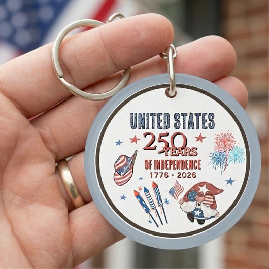 US 250th Anniversary Patriotic Gnome Sleutelhanger