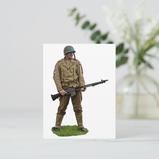 US 29e infanteriedivisie - BAR Gunner Briefkaart (Staand voorkant)