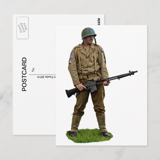 US 29e infanteriedivisie - BAR Gunner Briefkaart (Voorkant / Achterkant)