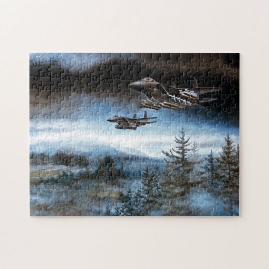 US Air Force F-15E Eagle vliegtuig met raketten Legpuzzel (Horizontaal)