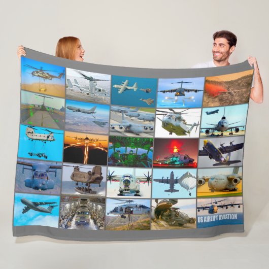 US AIRLIFT AVIATION "MONTAGE" FLEECE DEKEN (In situ)