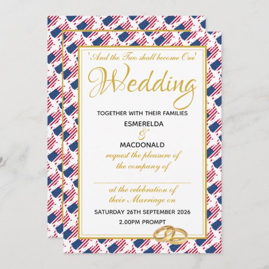 US AMERICA Christelijke Schrift Custom Wedding Kaart (Voorkant / Achterkant)