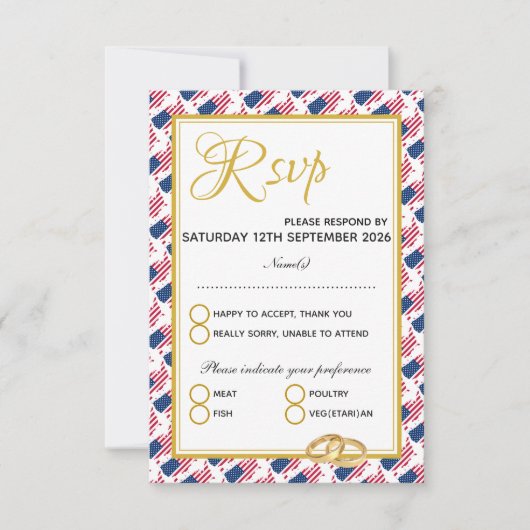 US AMERICA Christelijke Schrift Custom Wedding RSVP Kaartje (Voorkant)