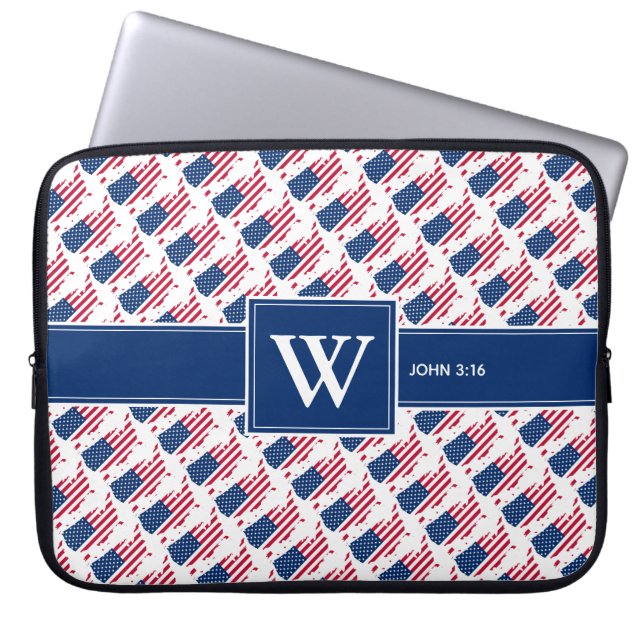 US AMERICA Christelijke Scriptmonogram laptop Laptop Sleeve (Voorkant)