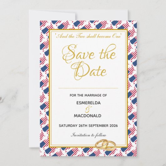 US AMERICA Custom Christelijke bruiloft Save The Date (Voorkant)