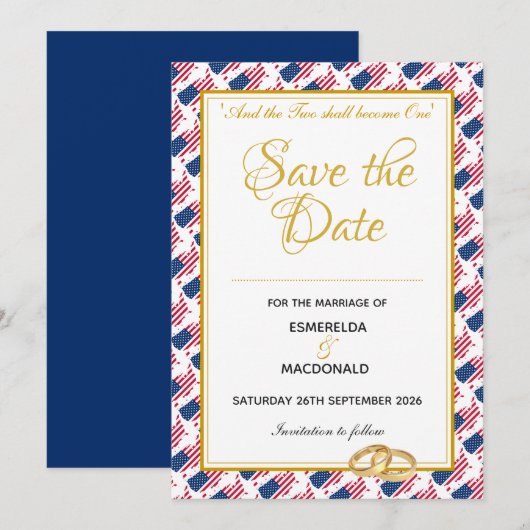 US AMERICA Custom Christelijke bruiloft Save The Date (Voorkant / Achterkant)