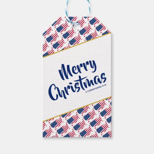 US AMERICA Custom Merry-kerstbijbelscripts Cadeaulabel (Voorkant)