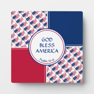 US AMERICA FLAG Patriottic Scripting GOD BLESS Fotoplaat