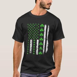 US America Flag Shamrock Clover St Patricks Day Pa T-shirt