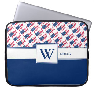 US AMERICA Monogram Christelijke-scriptlaptop Laptop Sleeve