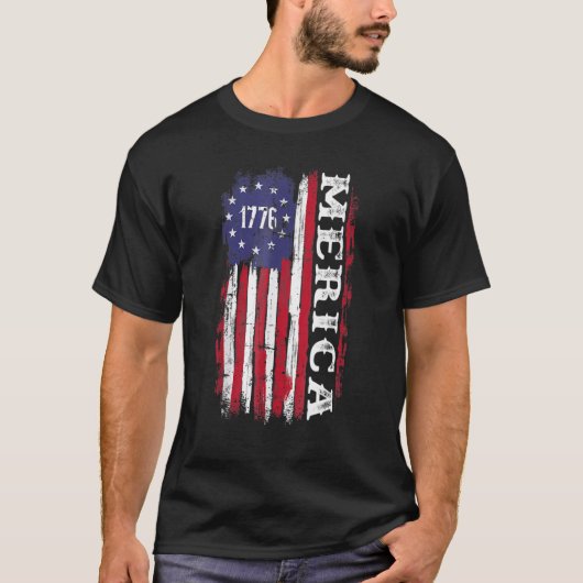 Us American Flag 1776 Merica For Independence Day  T-shirt (Voorkant)