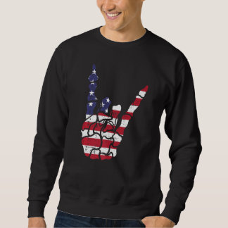 US American Flag and Patriotic Skeleton Rock Sign  Trui