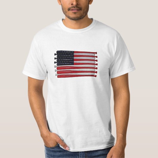 US American Flag Baseball Bat Pop Art Tshirt (Voorkant)