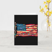Us American Flag Christmas Lights Xmas Party Santa Kaart (Gele Bloem)