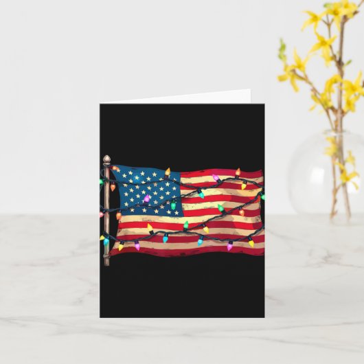 Us American Flag Christmas Lights Xmas Party Santa Kaart (Gele Bloem)