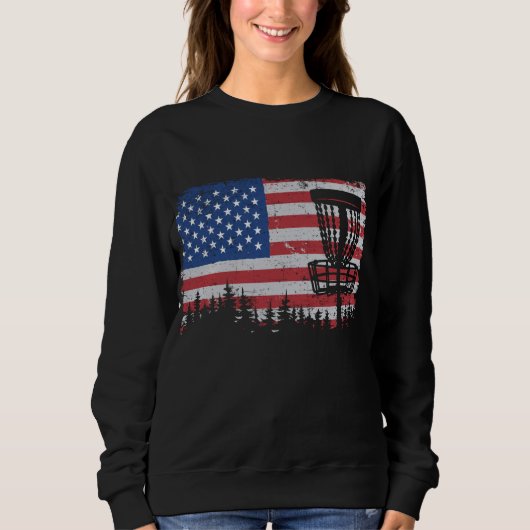 US American Flag Disk Golf Basket Frisbee Trui (Voorkant)
