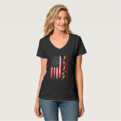 US American Flag  Electricity  Electrician Lineman T-shirt (Voorkant volledig)