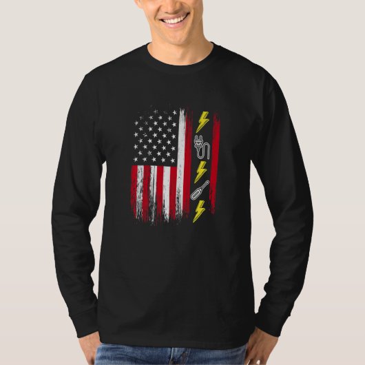 US American Flag Electricity Electrician Lineman T-shirt (Voorkant)