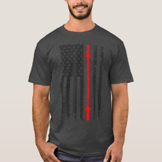 US American Flag Fitness Gym Barbell Powerlifting T-shirt