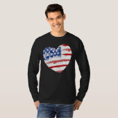 US American Flag Heart For Independence Day On 4th T-shirt (Voorkant volledig)