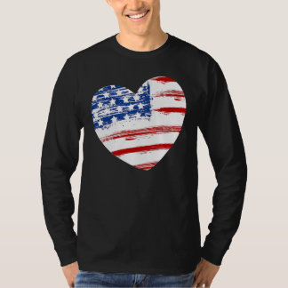 US American Flag Heart For Independence Day On 4th T-shirt