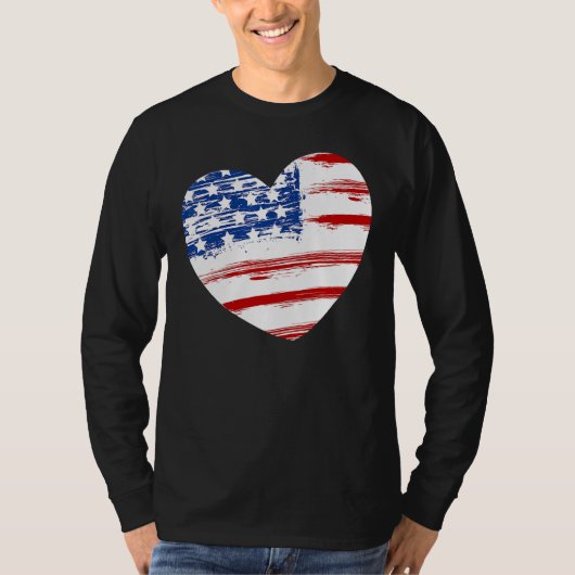 US American Flag Heart For Independence Day On 4th T-shirt (Voorkant)
