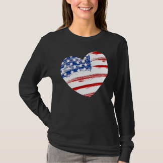US American Flag Heart For Independence Day On 4th T-shirt