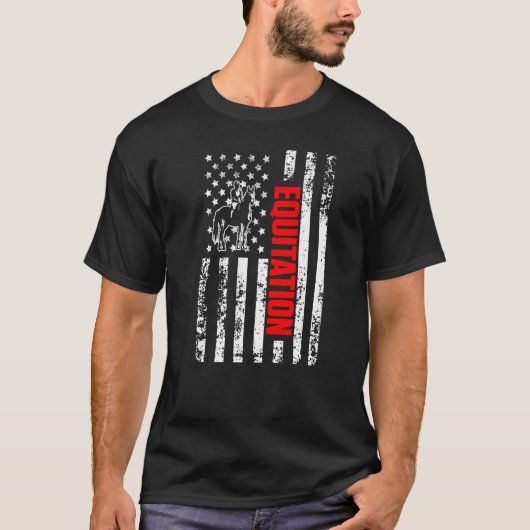 US American Flag Horse Lover Sports Patriotic Equi T-shirt (Voorkant)