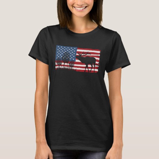 US American Flag Morel Mushroom Hunting Big Game E T-shirt (Voorkant)