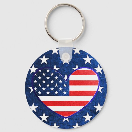 US American Flag Patriotisme Postage Key chain Sleutelhanger (Voorkant)