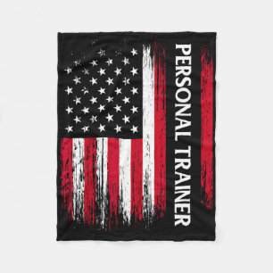 US American Flag Personal Trainer Fitness Instruct Fleece Deken