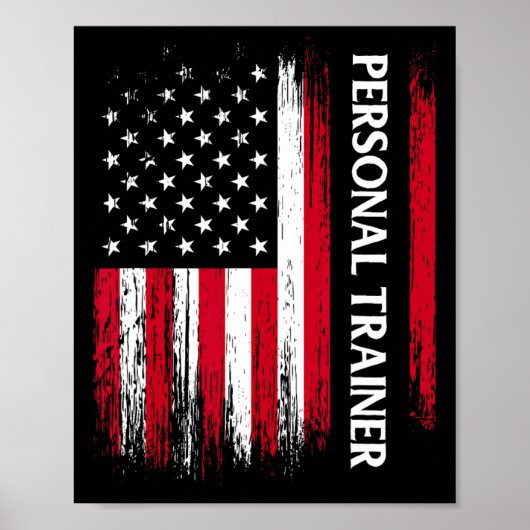 US American Flag Personal Trainer Fitness Instruct Poster (Voorkant)