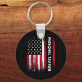 US American Flag Personal Trainer Fitness Instruct Sleutelhanger (Voorkant)