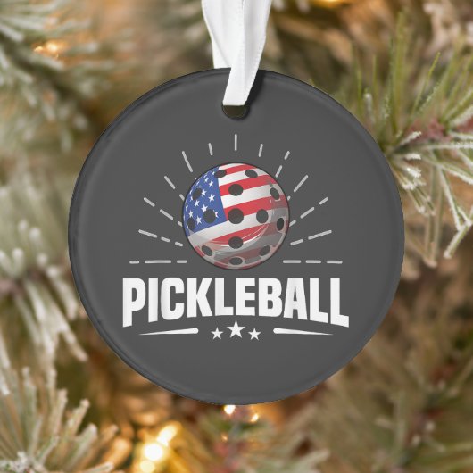 US American Flag Pickleball Player Ornament (Boom)