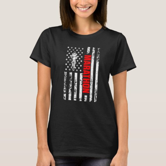 US American Flag Running Sports Patriotic Half Mar T-shirt (Voorkant)
