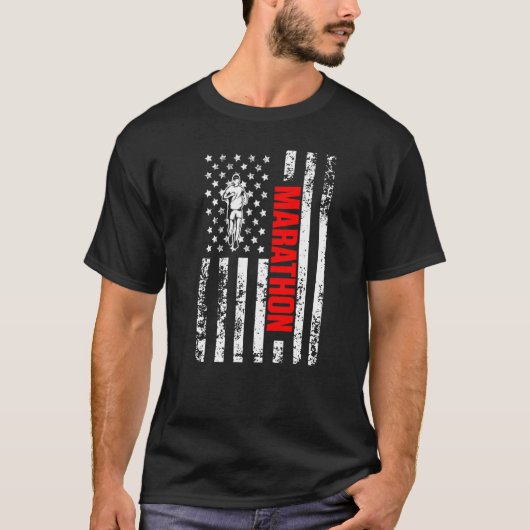 US American Flag Running Sports Patriotic Half Mar T-shirt (Voorkant)