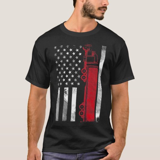 US American Flag Semi Truck Driver 18 Wheeler T-shirt (Voorkant)