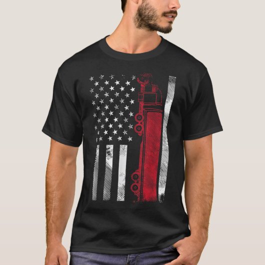 US American Flag Semi Truck Driver 18 Wheeler Truc T-shirt (Voorkant)