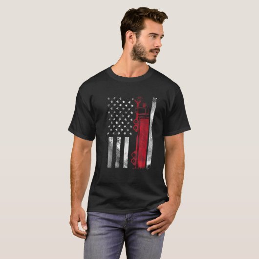 US American Flag Semi Truck Driver 18 Wheeler Truc T-shirt (Voorkant volledig)