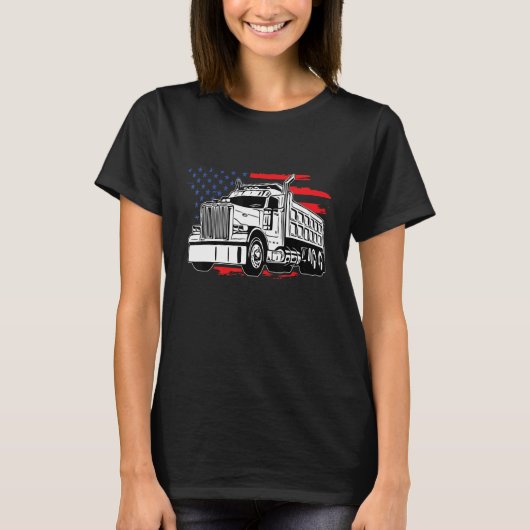 US American Flag Semi Truck Driver TEE American Fl T-shirt (Voorkant)