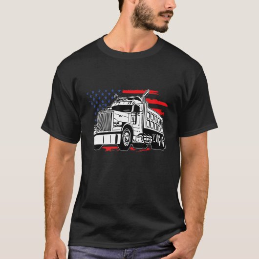 US American Flag Semi Truck Driver TEE American Fl T-shirt (Voorkant)