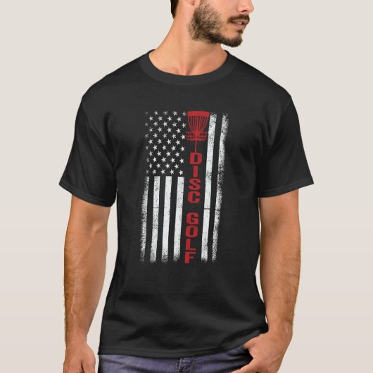 US American Flag Sports Patriotic Disc Golf T-shirt (Voorkant)