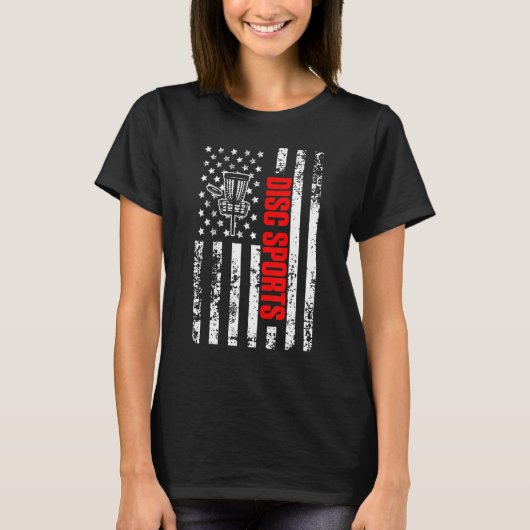 US American Flag Sports Patriotic Disk Golf T-shirt (Voorkant)